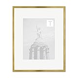 Echtholz-Bilderrahmen Sonja Gold 21 × 29,7 cm A4 Echtglas klar 2mm fein eckig dü