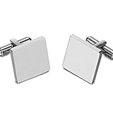 Geschenke 24 Manschettenknöpfe in Silber (eckig): Edle Manschetten-Knöpfe für Herren Hemden, verchromt - Geschenkidee für Männer 2er Set, Männer Geschenk