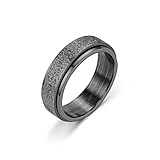 Banemi Ring Herren Billig, Verloben Ringe Herren Edelstahl 6mm Gefrostet Drehbar Verlobungsringe Größe 57 (18.1)