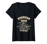 Damen Retro Vintage American Motorcycle Indian for Old Biker Gifts T-Shirt mit V