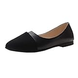 Geilisungren Klassische Ballerinas Pumps Damen Flacher Absatz Schwarz Spitze Schuhe Ballerina Geschlossene Ballerinas Bequeme Slip-Ons Flache Freizeitschuhe Abendschuhe Hochzeit S