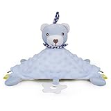 PomeloBaby Schnuffeltuch Minky Dots weich Schmusetuch Flauschiger Kuscheltier für Babys ab dem 1. Monat (Hellblau Bärchen)