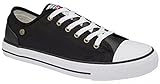 Herren-Turnschuhe, Leinen, Schnürschuhe, Freizeitschuhe, modische Skaterschuhe, Schwarz - DMC147black - Größe: 42 EU