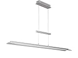 Fischer & Honsel Pendelleuchte Roof 1x LED 29,0 Watt, matt, nickelfarben, 3 Stufen CCT, höhenverstellbar, stufenlos dimmbar, 60160, 135 x 14,5 x 151 cm (LxBxH), 3400 lm, 2700 K / 3350 K / 4000
