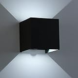 Klighten 12W LED Wandleuchte mit Bewegungsmelder, einstellbarer Abstrahlwinkel Moderne Wandleuchte, Indoor LED Wandbeleuchtung, IP 65 Outdoor Wandleuchte, 4000K naturweiß, schw
