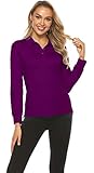 AIRIKE Damen-Polo-Shirt, langärmelig, leger, Sport, Golf, Arbeit Gr. XS, dunk
