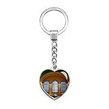 Hqiyaols Keychain USA Amerika Grand Central Terminal New York Schlüsselkette Kreative Doppelseitige Herz-Kristall-Schlüsselkette Tourist Souvenir M
