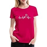 Spreadshirt Hund EKG Silhouette Herzschlag Hundefan Frauen Premium T-Shirt, XL, Dunkles Pink