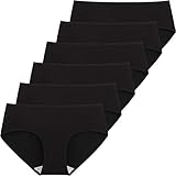 INNERSY Unterhosen Damen Schwarz Stretch Baumwolle Hipster Unterwäsche 6er Pack (46, Schwarz)