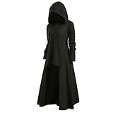 YINGXIONG Damen Gothic Lang Mantel Umhang Vintage Hoodie Jacke Kapuzen Kleid Punk Kleidung Mantel Kapuzenumhang Hoodie Pullover Mittelalter Halloween Kostüm Karneval Cosplay Kostü
