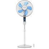 Brandson - Standventilator Silent mit Fernbedienung und Display - mobiler Lüfter - Oszillation 80° - 60 Watt - Ventilator leise - Höhe verstellbar 115-134 cm - Kopf um 35°d neigb