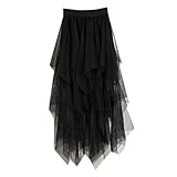 Litale Damen Tüll Hohe Taille Plissee Tutu Rock Lady Midirock 4-Lagiger Netzrock Trachtenröcke Bequem Skirt Atmungsaktiv Dress Sommer Einfarbig Unterröcke Petticoat Tutu Tüllrock