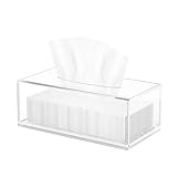 HIIMIEI Kosmetiktücherbox, 25.0×13.0×9.0 cm Acryl Tücherbox | Tissue Box mit Magnetabdeckung für Esszimmer Badezimmer Schlafzimmer Auto Büro - Acryl Transp