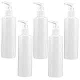 WINOMO 5Pcs 250Ml Plastikpumpenspenderflaschen Leere Shampoopumpenflaschen Nachfüllbarer Behälter für Körperwaschbronzer Massagelotion (Weiß)