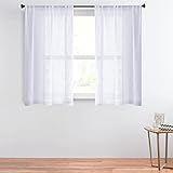 CUTEWIND Leinen-Texturen, weiß, durchscheinend, Vorhänge für Wohnzimmer/Schlafzimmer, 114,4 cm lang, Vorhangpaneele mit offener Webart Stange, Taschenfensterbehandlung (2 Paneele, B 86 × L 114 cm)