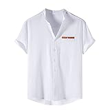 Kragen Herren Knopfleiste Ärmel Alltag Hemd Tasche Solid Stand Casual Kurze Männer Hemden Mode, weiß, 3XL