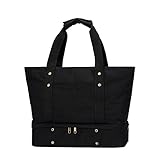 Tragbare Reisetasche Leinwand Reise Duffelbeutel mit Schuhfach Große Wöchentliche Übernachtungstasche für Frauen Mann Flugzeug Business Kurz Reise Sporttasche Reisetasche (Color : Black)