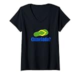 Damen Brasilianer Brasilien Mutter Lustiges Chinelada T-Shirt mit V