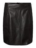 VERO MODA Damen VMNORARIO Short HW Coated Skirt NOOS Rock, Black, M