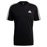 adidas Herren Essentials 3-Streifen T-Shirt, Black/White, M