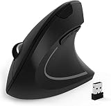 Ergonomische Maus kabellos, 2.4Ghz USB Vertikale Funkaus DPI 1000/1600/2400 6 Leise Tasten Wireless Maus für PC/ Laptop/ Notebook, Schw