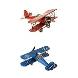 Almencla 2 Stück Retro Metall Segelflugzeug Flugzeug Militärflugzeug Modell Dek