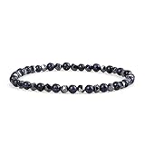 JIAQ 4mm Perlen Armband Unregelmäßige Hämatit Männer Handgemachte Stretch Schmuck Schwarze Lava Stein Charme Armbänder for Frauen Freundschaft Geschenke (Metal Color : Blue Sand Stone)