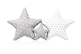 3 Pack Kissen Set Stern Sternchen Zierkissen ca. 60 cm / 28cm Kinderzimmer Zimmer Deko Sternkissen Baby Dekokissen mit Füllung für Schlafzimmer Babyzimmer Kinderbett Mädchen Jungen SET1