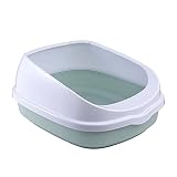 ZNXJC. Bettpfanne Anti Splash Katzentoilette Katzentoilette Mit Schaufel Kätzchen Hund Sauber Toilette Kunststoff Sandkasten Katzenbedarf (Color : Blue, Size : 40x33.5x17CM)