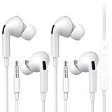 [2er Pack] In-Ear Kopfhörer für iPhone, 3.5mm In-Ear Kopfhörer, kopfhörer mit Mikrofon und Lautstärkeregler für iPhone,iPad,iPod, Huawei, Samsung, PC Leichte Ohrhörer mit 3.5mm Kopfhörern-Weiß