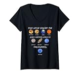 Damen Solarsystem Planetensystem Planeten Des Sonnensystem Solar T-Shirt mit V