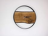Wanduhr mit Stahlrahmen aus massiver Eiche Ø 43 cm | Massivholz | Schlafzimmer | Wohnzimmer | Vintage | Rustikale von holz4home®