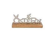 Bavaria Home Style Collection Moderne Aufsteller Ostern Holz Schriftzug Alu I dekorative Skulptur mit Silber-Schrift I Dekoration Wohnzimmer S