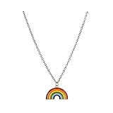 GPWDSN Perlen-Anhänger-Halskette, personalisierte Paar-Halskette, Einfachheit Titan-Stahl-Ketten-Halskette, Regenbogen geschwungene Halskette, Halsketten Schmuck Chokerhalskette (23,62 Zoll)