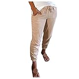 MEIYOUMK Lässige Haremshose Damen Sommerhose Loose Leicht Freizeithose Damen Pant Lange Haremshose Loose Sommerhose Leicht Freizeithose Leichte Haremshose Lange Pants Fit Sw