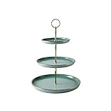 liushop Kuchenständer ServierStänder Phnom Penh Kuchenständer mit Griffe 3-Tier-Dessert-Tabelle Mehrzweck-Cupcake-Display-Stand-Stand-Multi-Farb-Teig-Servierfach Cupcake Ständer (Color : Green)