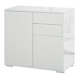 HOMCOM Standschrank Aufbewahrungsschrank Mehrzweckschrank Aktenschrank Kommode 2 Schublade 2 Türen E1 Spanplatte Weiß 79 x 36 x 74