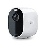 Arlo Essential Spotlight WLAN Überwachungskamera aussen, kabellos, 1080p, Farbnachtsicht, Bewegungsmelder, 2-Wege Audio, kein Hub benötigt, mit 90-tägigem Arlo Secure Plan Testzeitraum, VMC2030