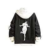 Osheoiso Attack on Titan Jacke Herren Damen AOT Scouting Legion Aufklärungstrupp Schwarz Jeansjacke Hoodie 3D Pullover Unisex Pulli Sweatshirt CosplayKostüm Casual Bequem Kapuzenpullover 16 M