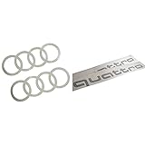 Audi 8W0064317B Dekorfolien Ringe florettsilber & 4G0064317AZ7G Dekorfolie mit Quattro Schriftzug in Eis-Silb