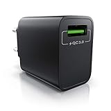 CSL - USB Ladegerät 18W Quick Charge 3.0 - Netzteil mit Schnellladefunktion - Smart Charge Solid Charge intelligentes Laden - geeignet für Handys Smartphones Navis Tablets UVM. - schw