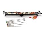 Teppanyaki Grill XXXL mit 6 Teppan Yaki Gabeln, Tischgrill Elektro Grill mit herausnehmbarem Fettauffangbehälter, 1800 Watt, antihaftbeschichtete Grillplatte, 100x22