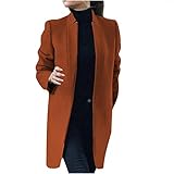 PWKNRD Damen Trenchcoat Mantel Langarm Blazer Wollmantel Vintage Cardigan Freizeit Business Jacke Lang Wintermantel Casual Einfarbig Anzugjacke Windbreaker Winddicht Winterjacke Herbst W