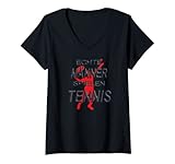 Damen Spruch Tennis Jungen, Mädchen und Herren, Damen Tennis T-Shirt mit V