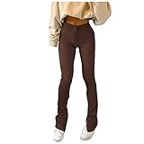 Vectry Damen Hosen Bequem Freizeithosen Stoffhosen Weitem Bein Hosen Herbst Winter Schlaghose Stretch Frauhosen Outdoor Sport Elegante Business Party Y2K Club Streetwear Pants Größe XL