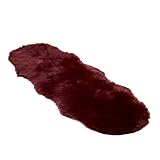 GladiolusA Faux Teppich Imitat Teppich Longhair Fell Optik Bettvorleger Sofa Matte Wein-Rot 60 * 180