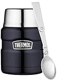 THERMOS Thermobehälter für Essen groß Lunchpot Stainless King, Edelstahl blau 470ml, Speisegefäß für Essen, Suppen, Müsli, 4001.256.047, dicht, inkl. Löffel, 9 Stunden heiß, 14 Stunden k