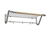 ESSEM DESIGN Wandgarderobe mit Ablage - Funk 61 cm mit 3 Kleiderhaken - Garderobe Vintage Wandregal Industrial Regal - Jackenhalter Wand - Garderobe weiß Garderobe schwarz - Wandgarderobe M