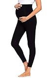 JMITHA Lange Umstandsleggings, Sommer Dünn Damen Legging Schwangerschaft Hosen Baumwolle Bequeme Stretch Jogginghose Freizeithose Leggings für Schwangere (Schwarz, M)