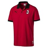 PUMA 2018-2019 AC Milan Stencil Polo Football Soccer T-Shirt Trikot (Red)